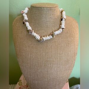 Elegant White and Brown Shell Necklace